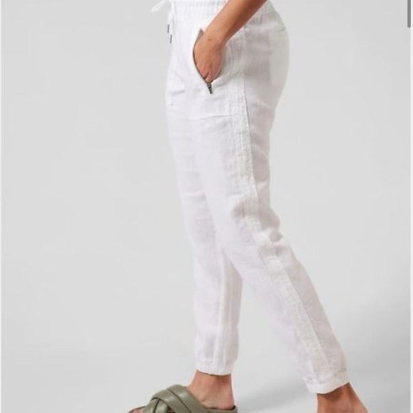 Athleta White Cabo Linen Joggers - Picture 2 of 7